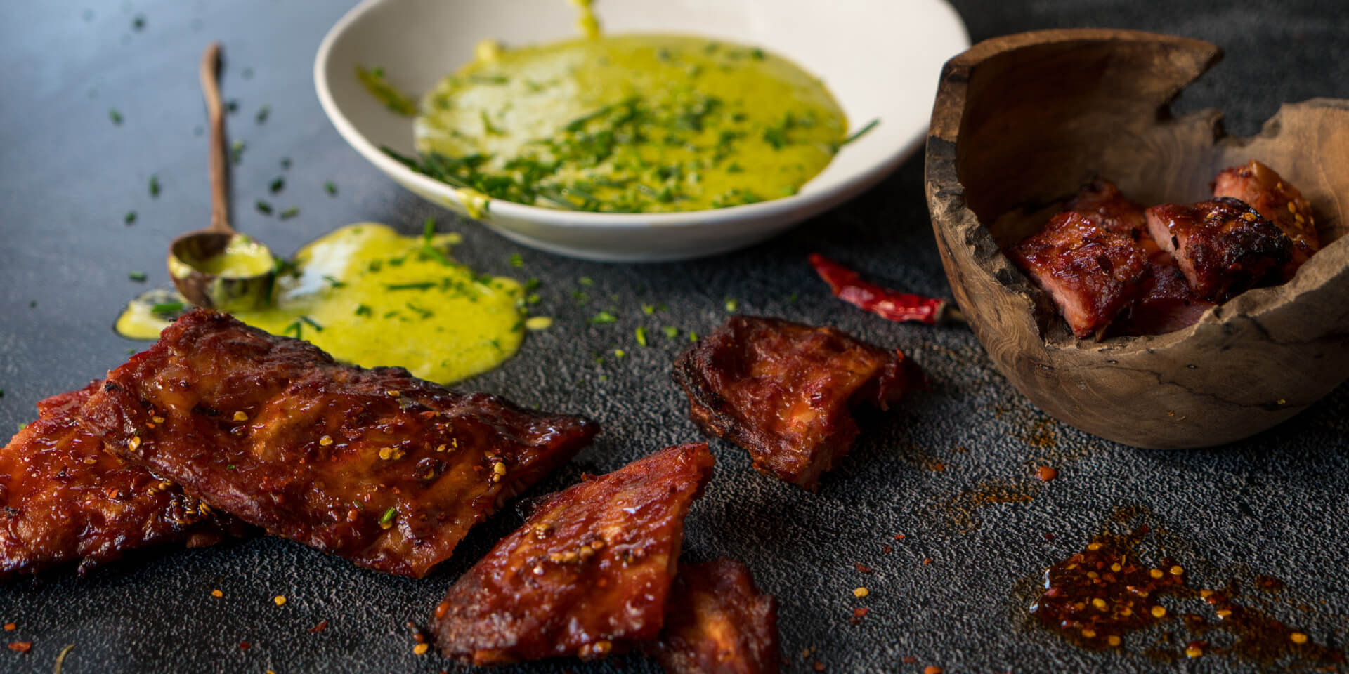 Eskort - Mexican Chilli Ribs with Lemon & Herb Butter Dip - Eskort