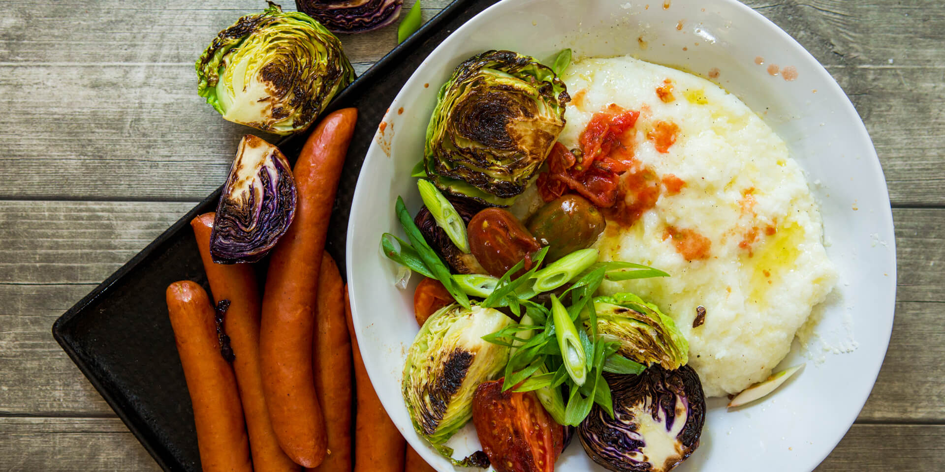 Eskort - Russians, Pap, Oven Grilled Tomatoes and Baby Cabbage - Eskort