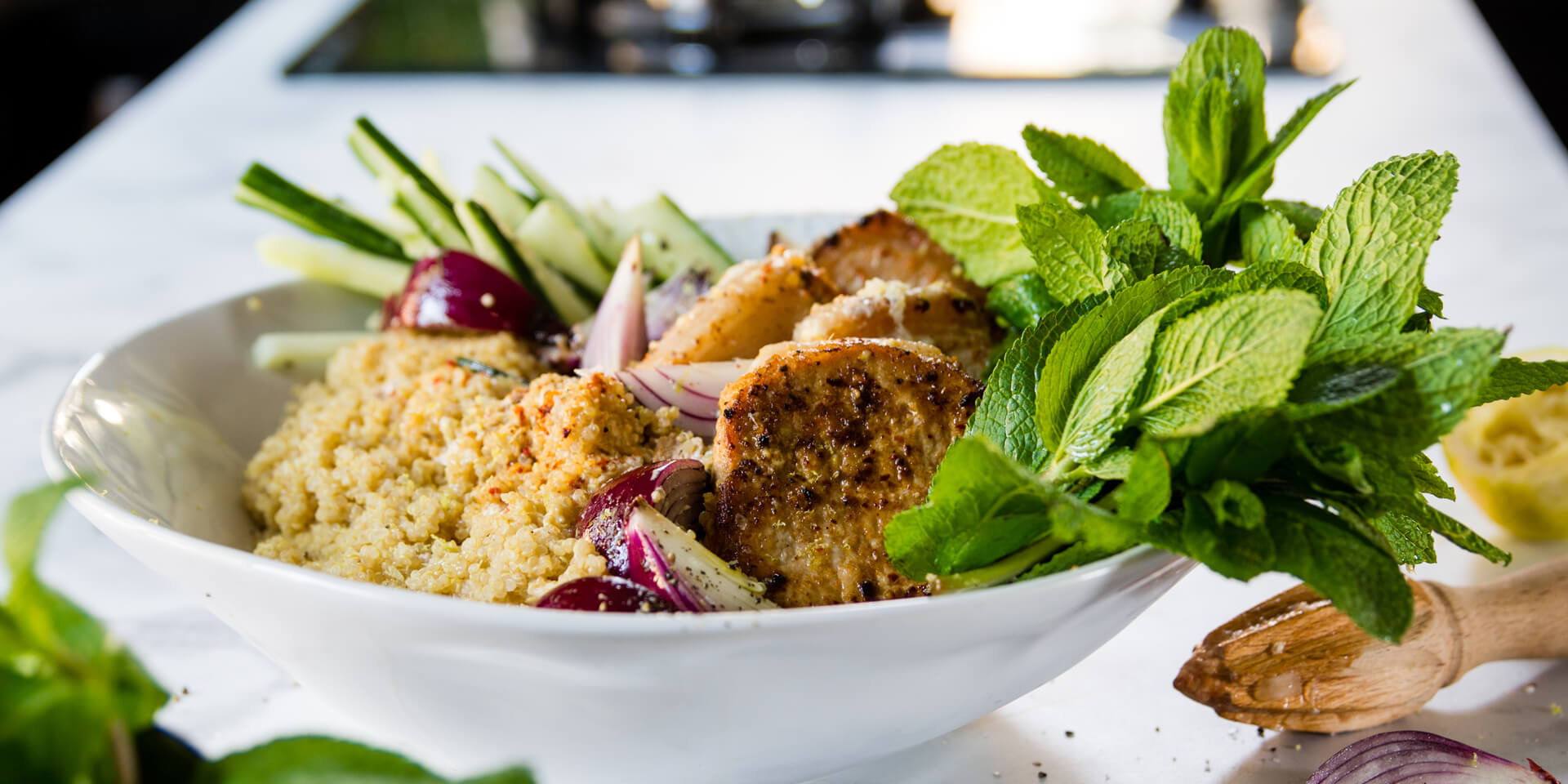 Eskort - Spicy Harissa Pork Loin with a Quinoa Salad - Eskort