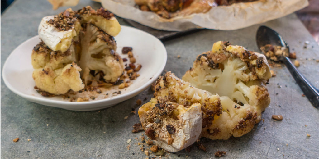 Baked Dukkah Cauliflower with Melted Camembert