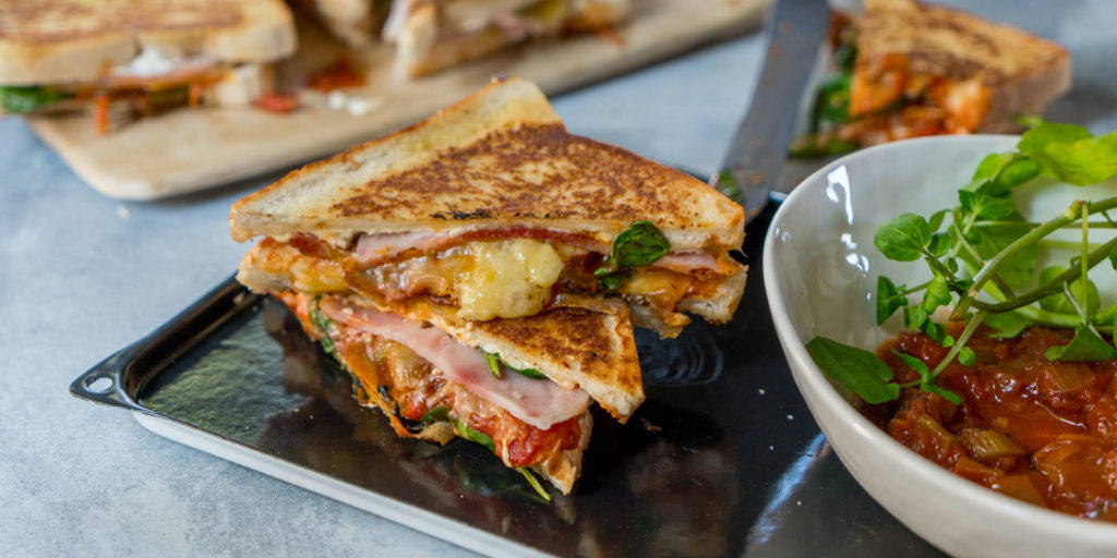 Pan-Toasted Ham, Cheese and Tomato Sarmie