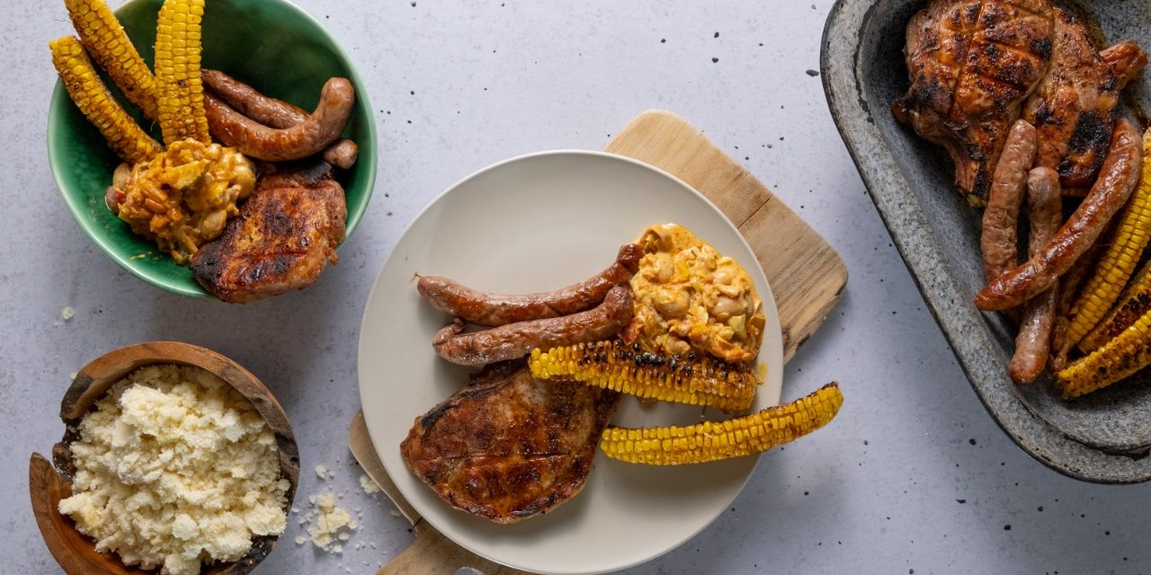 Pork Chops and Eskort Heidelberg Wors with char Grilled Pork Chops and Eskort Heidelberg Wors with char Grilled